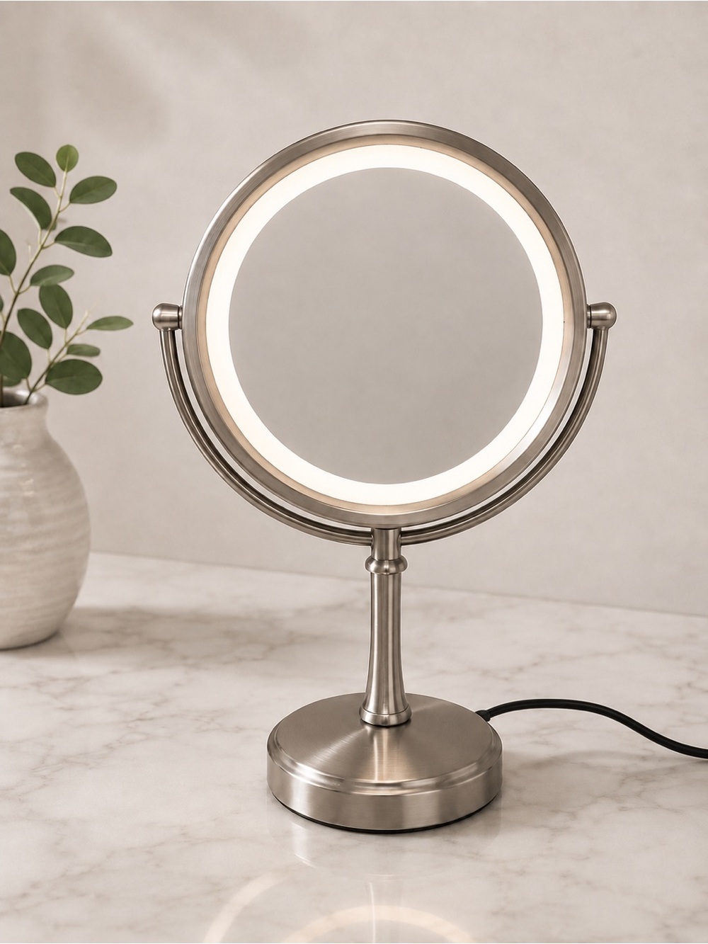 LED Lighted Vanity Mirror in Brushed Nickel
